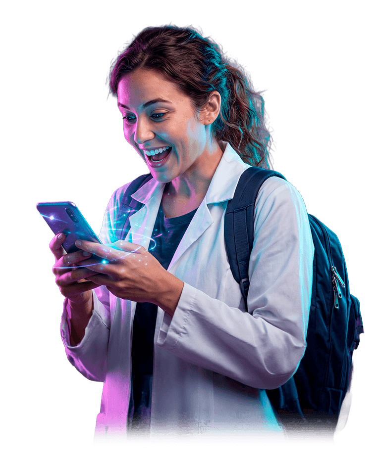 Estudante de medicina usando o MedQ na Black Friday Antecipada MedQ